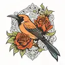 Neo traditional nightingale   tattoo design idea