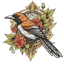 Neo traditional nightingale   tattoo design idea