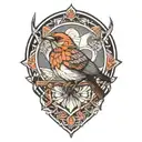 geometric nightingale tattoo design idea