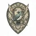 geometric nightingale tattoo design idea