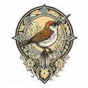 geometric nightingale tattoo design idea