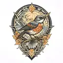 geometric nightingale tattoo design idea