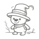 cartoon bear with felt hat tattoo design idea