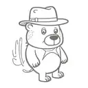 cartoon bear with felt hat tattoo design idea
