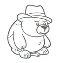 cartoon bear with felt hat tattoo design idea