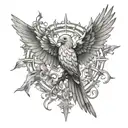 nightingale wings spread tattoo design idea
