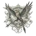nightingale wings spread tattoo design idea