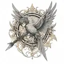 nightingale wings spread tattoo design idea