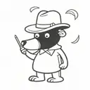 cartoon bear with felt hat tattoo design idea