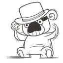 cartoon bear with felt hat tattoo design idea