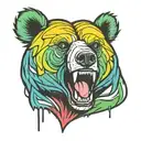 comic bear head tattoo design idea
