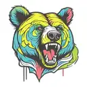 comic bear head tattoo design idea