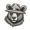 cartoon bear with felt hat tattoo design idea