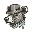 cartoon bear with felt hat tattoo design idea