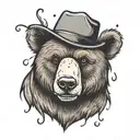 cartoon bear with felt hat tattoo design idea