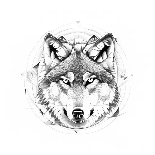 wolf with Four Aces cards tattoo design idea