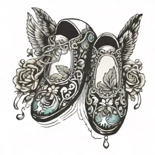 shoes with mirrors tattoo design idea