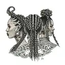 four people with thin braids tattoo design idea