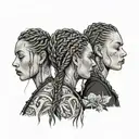 four people with thin braids tattoo design idea