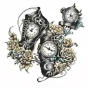 shoes with clocks tattoo design idea