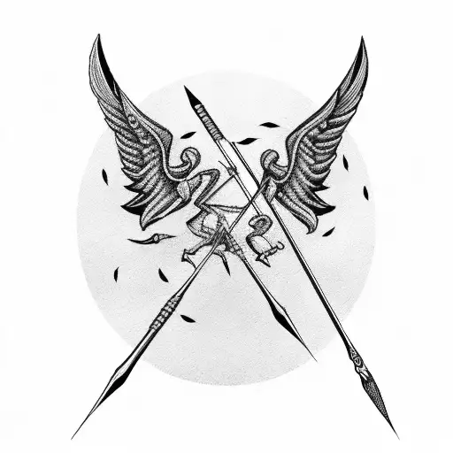 bow and arrow with flute  tattoo design idea