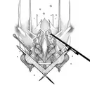 bow and arrow with flute  tattoo design idea