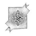 a scroll with the letters LAS in relief, surrounded by chains tattoo design idea