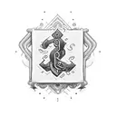 a scroll with the letters LAS in relief, surrounded by chains tattoo design idea