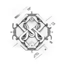 a scroll with the letters LAS in relief, surrounded by chains tattoo design idea