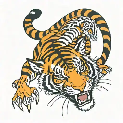 Tiger biting a dragon's neck tattoo tattoo design idea