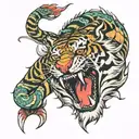 Tiger biting a dragon's neck tattoo tattoo design idea