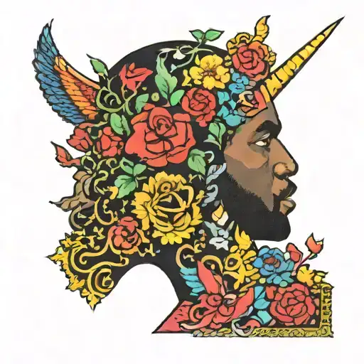 kanye west álbum "My beautiful dark twisted fantasy"con lana del rey álbum  tattoo design idea