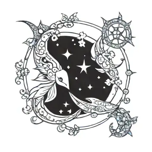 cancer pisces Taurus constellation made tattoo design idea