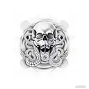 Skull with snakes coming out of it tattoo design idea