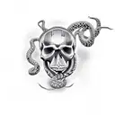 Skull with snakes coming out of it tattoo design idea