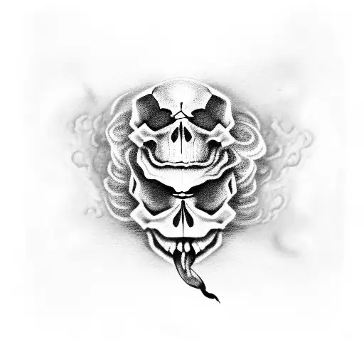 Black and White Smoking Skull Tattoo