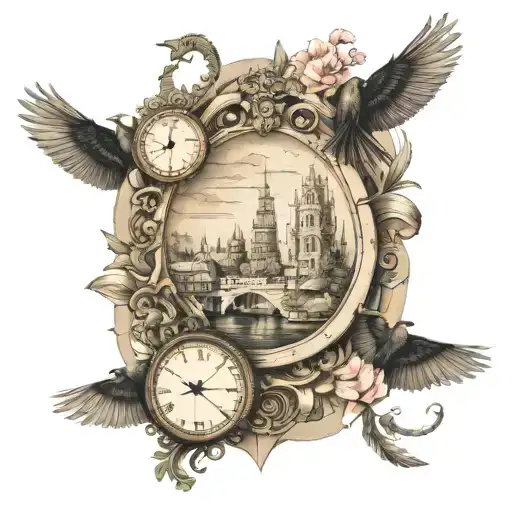  CREATE A TATTOO IMAGE BY COMBINING LANDMARKS FROM THRISSUR, DUBAI, RIGA LATVIA, LONDON, NORTHERN IRELAND  tattoo design idea