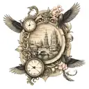  CREATE A TATTOO IMAGE BY COMBINING LANDMARKS FROM THRISSUR, DUBAI, RIGA LATVIA, LONDON, NORTHERN IRELAND  tattoo design idea