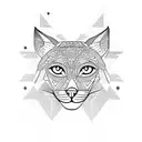 A geometric design inspired by ancient Aztec patterns incorporating a lynx and a greyhound tattoo design idea