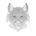 A geometric design inspired by ancient Aztec patterns incorporating a lynx and a greyhound tattoo design idea