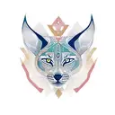 A geometric design inspired by ancient Aztec patterns incorporating a lynx and a greyhound tattoo design idea