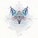 A geometric design inspired by ancient Aztec patterns incorporating a lynx and a greyhound tattoo design idea