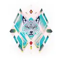 A geometric design inspired by ancient Aztec patterns incorporating a lynx and a greyhound tattoo design idea