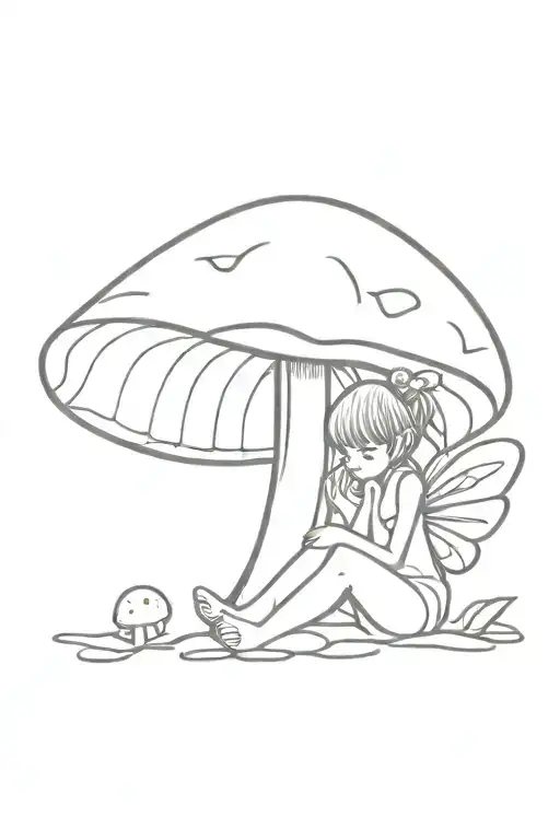 Fairy Lying On A Mushroom tattoo design idea