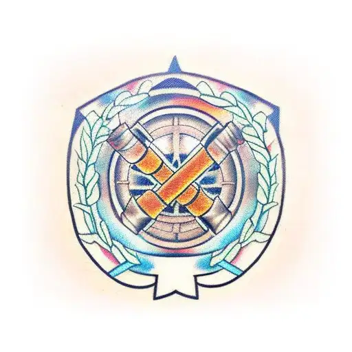 Two crossed sabers are wrapped in a laurel wreath tattoo design idea