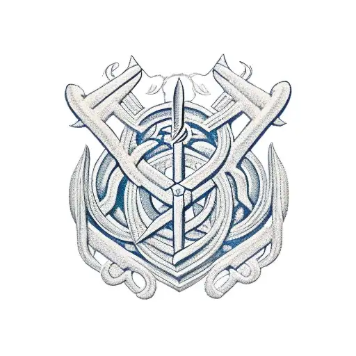 Ukrainian trident in the ornament tattoo design idea