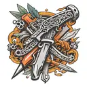 bullets , knives, wrenches,  tattoo design idea
