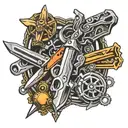 bullets , knives, wrenches,  tattoo design idea