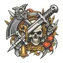 bullets , knives, wrenches,  tattoo design idea