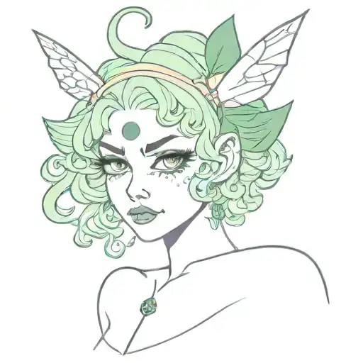 2000s, old, y2k, eclipsa, eclipsa butterfly, anime, death, christ, satanism, woman with green hair, peak, peak marks tattoo design idea